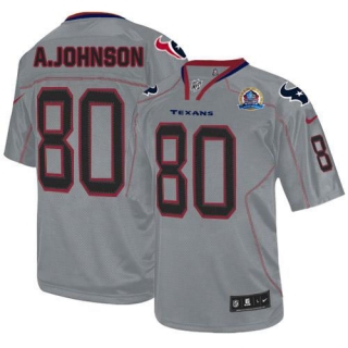 Nike Houston Texans -80 Andre Johnson Lights Out Grey With Hall of Fame 50th Patch Mens Stitched NFL