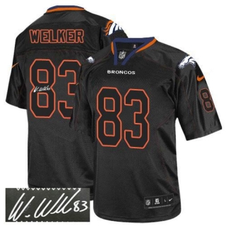 Nike Denver Broncos #83 Wes Welker Lights Out Black Men's Stitched NFL Elite Autographed Jersey