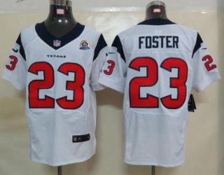 Nike Houston Texans -23 Arian Foster White With Hall of Fame 50th Patch Mens Stitched NFL Elite Jers