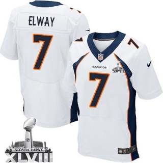 Nike Denver Broncos #7 John Elway White Super Bowl XLVIII Men's Stitched NFL New Elite Jersey