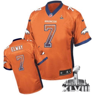Nike Denver Broncos #7 John Elway Orange Team Color Super Bowl XLVIII Men's Stitched NFL Elite Drift