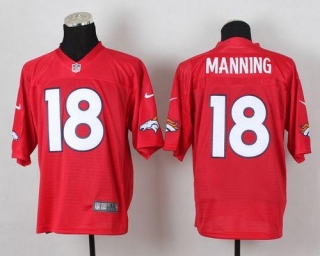 Nike Denver Broncos #18 Peyton Manning Red Men's Stitched NFL Elite QB Practice Jersey