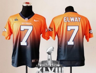 Nike Denver Broncos #7 John Elway Orange Navy Blue Super Bowl XLVIII Men's Stitched NFL Elite Fadeaw