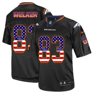 Nike Denver Broncos #83 Wes Welker Black Men's Stitched NFL Elite USA Flag Fashion Jersey