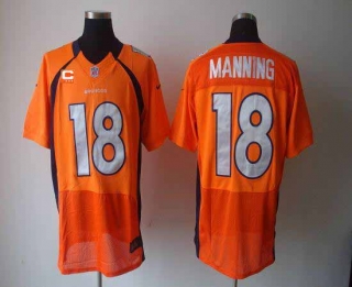 Nike Denver Broncos #18 Peyton Manning Orange Team Color With C Patch Men's Stitched NFL Elite Jerse