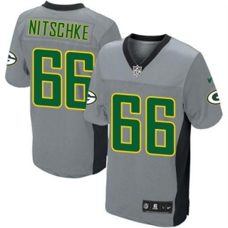 Nike Green Bay Packers #66 Ray Nitschke Grey Shadow Men's Stitched NFL Elite Jersey