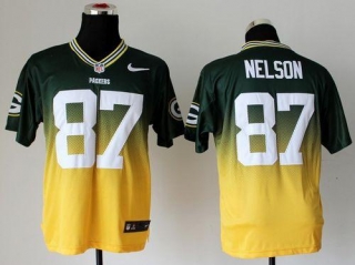 Nike Green Bay Packers #87 Jordy Nelson Green Gold Men's Stitched NFL Elite Fadeaway Fashion Jersey
