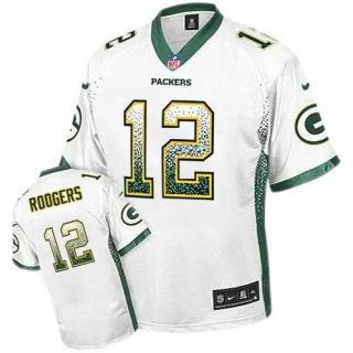 Nike Green Bay Packers #12 Aaron Rodgers White Men's Stitched NFL Elite Drift Fashion Jersey