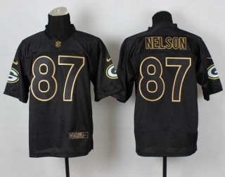Nike Green Bay Packers #87 Jordy Nelson Black Gold No Fashion Men's Stitched NFL Elite Jersey