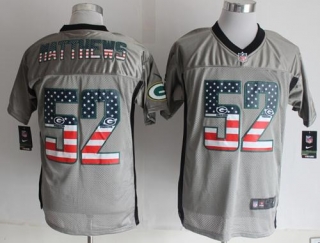 Nike Green Bay Packers #52 Clay Matthews Grey Men's Stitched NFL Elite USA Flag Fashion Jersey