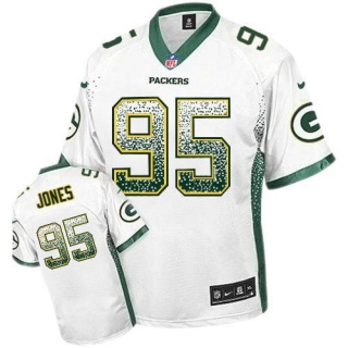 Nike Green Bay Packers #95 Datone Jones White Men's Stitched NFL Elite Drift Fashion Jersey
