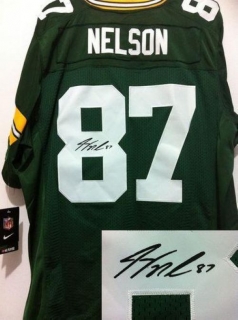 Nike Green Bay Packers #87 Jordy Nelson Green Team Color Men's Stitched NFL Elite Autographed Jersey