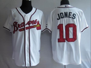 Atlanta Braves #10 Chipper Jones Stitched White MLB Jersey