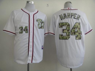 Washington Nationals #34 Bryce Harper White USMC Cool Base Stitched MLB Jersey