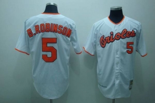 Mitchell and Ness Baltimore Orioles #5 Brooks Robinson Stitched White Throwback MLB Jersey