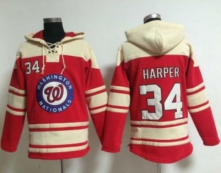 Washington Nationals #34 Bryce Harper Red Sawyer Hooded Sweatshirt MLB Hoodie