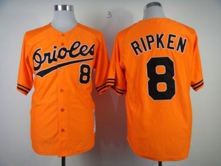 Mitchell And Ness 1989 Baltimore Orioles #8 Cal Ripken Orange Throwback Stitched MLB Jersey