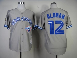 Mitchell And Ness Toronto Blue Jays #12 Roberto Alomar Grey Stitched MLB Throwback Jersey