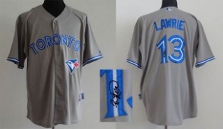 MLB Toronto Blue Jays #13 Brett Lawrie Stitched Grey Cool Base Autographed Jersey