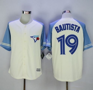 Blue Toronto Blue Jays #19 Jose Bautista Cream Blue Exclusive New Cool Base Stitched MLB Jersey