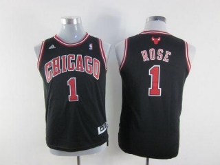 Chicago Bulls #1 Derrick Rose Black &Red No Stitched Youth NBA Jersey
