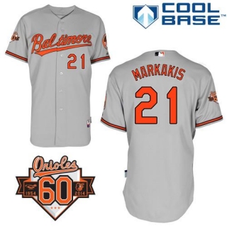 Baltimore Orioles #21 Nick Markakis Grey Cool Base Stitched MLB Jersey