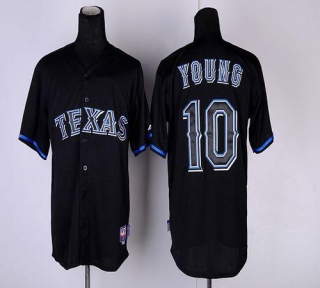 Texas Rangers #10 Michael Young Black Fashion Stitched MLB Jersey