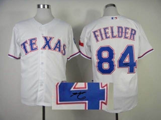 MLB Texas Rangers #84 Prince Fielder Stitched White Autographed Jersey