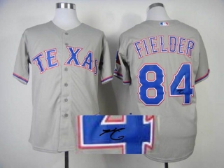 MLB Texas Rangers #84 Prince Fielder Stitched Grey Autographed Jersey