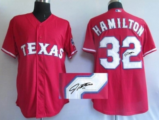 MLB Texas Rangers #32 Josh Hamilton Stitched Red Autographed Jersey