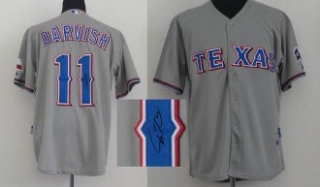 MLB Texas Rangers #11 Yu Darvish Stitched Grey Autographed Jersey
