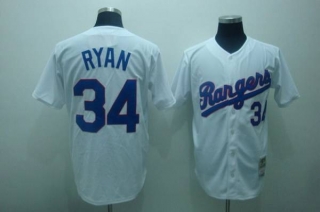 Mitchell and Ness Texas Rangers #34 Nolan Ryan Stitched White Throwback MLB Jersey