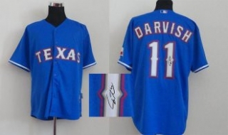 MLB Texas Rangers #11 Yu Darvish Stitched Blue Autographed Jersey
