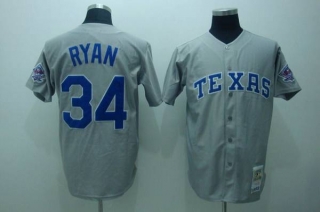 Mitchell and Ness Texas Rangers #34 Nolan Ryan Stitched Grey Throwback MLB Jersey