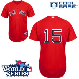 Boston Red Sox #15 Dustin Pedroia Red Cool Base 2013 World Series Patch Stitched MLB Jersey