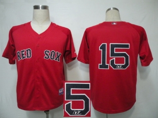 Autographed MLB Boston Red Sox #15 Dustin Pedroia Red Stitched Jersey