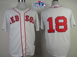 Boston Red Sox #18 Shane Victorino White Cool Base 2013 World Series Patch Stitched MLB Jersey