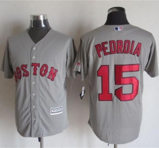 Boston Red Sox #15 Dustin Pedroia Grey New Cool Base Stitched MLB Jersey