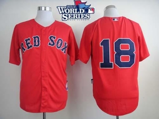 Boston Red Sox #18 Shane Victorino Red Cool Base 2013 World Series Patch Stitched MLB Jersey