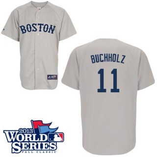 Boston Red Sox #11 Clay Buchholz Grey Cool Base 2013 World Series Patch Stitched MLB Jersey