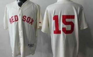 Boston Red Sox #15 Dustin Pedroia Cream Cool Base Stitched MLB Jersey