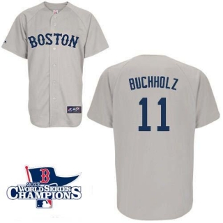 Boston Red Sox #11 Clay Buchholz Grey Cool Base 2013 World Series Champions Patch Stitched MLB Jerse