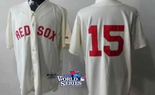 Boston Red Sox #15 Dustin Pedroia Cream Cool Base 2013 World Series Patch Stitched MLB Jersey