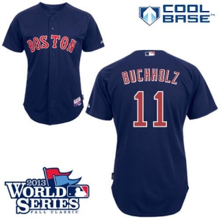 Boston Red Sox #11 Clay Buchholz Dark Blue Cool Base 2013 World Series Patch Stitched MLB Jersey
