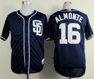 San Diego Padres #16 Abraham Almonte Dark Blue Alternate 1 Cool Base Stitched MLB Jersey
