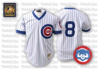 Mitchell and Ness Chicago Cubs -8 Andre Dawson Stitched White Wite Blue Strip Throwback MLB Jersey
