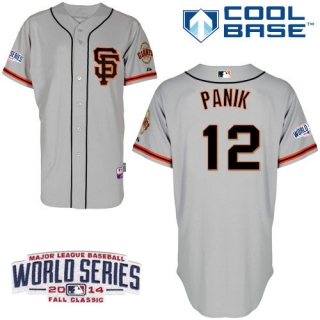 San Francisco Giants #12 Joe Panik Grey Road 2 Cool Base W 2014 World Series Patch Stitched MLB Jers