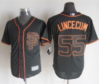 San Francisco Giants #55 Tim Lincecum Black Alternate New Cool Base Stitched MLB Jersey