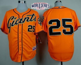 San Francisco Giants #25 Barry Bonds Orange Alternate Cool Base W 2014 World Series Patch Stitched M