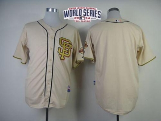 San Francisco Giants Blank Cream Gold No W 2014 World Series Patch Stitched MLB Jersey